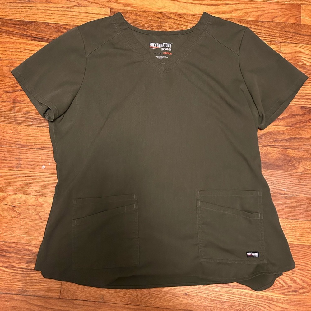 Grey's Anatomy Women's Olive Green Scrub Top